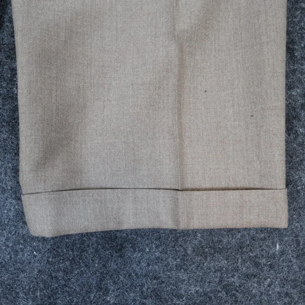 Tallia Uomo Dress Pants‎ Mens 34R Tan Wool Pleated Cuffed Slacks Trousers